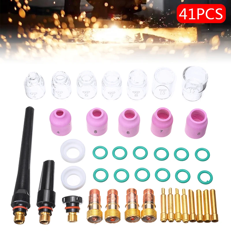 41 шт. TIG сварочный фонарь с газовыми линзами Pyrex glass Cup Kit urable практичные сварочные