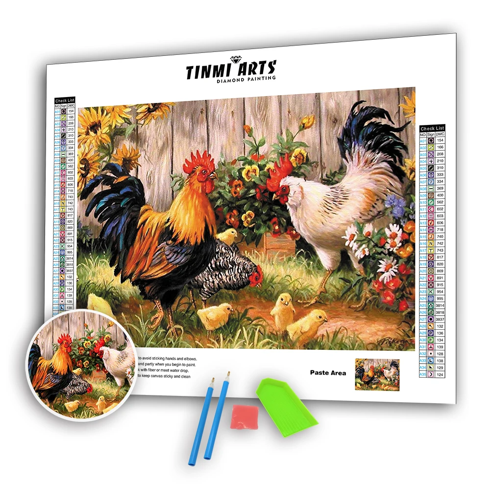 

5D Poured Glue Diamond Painting Kits Scalloped Edge Flower Full Round DIY Chick Mosaic Pattern Handmade Embroidery Animal Decor