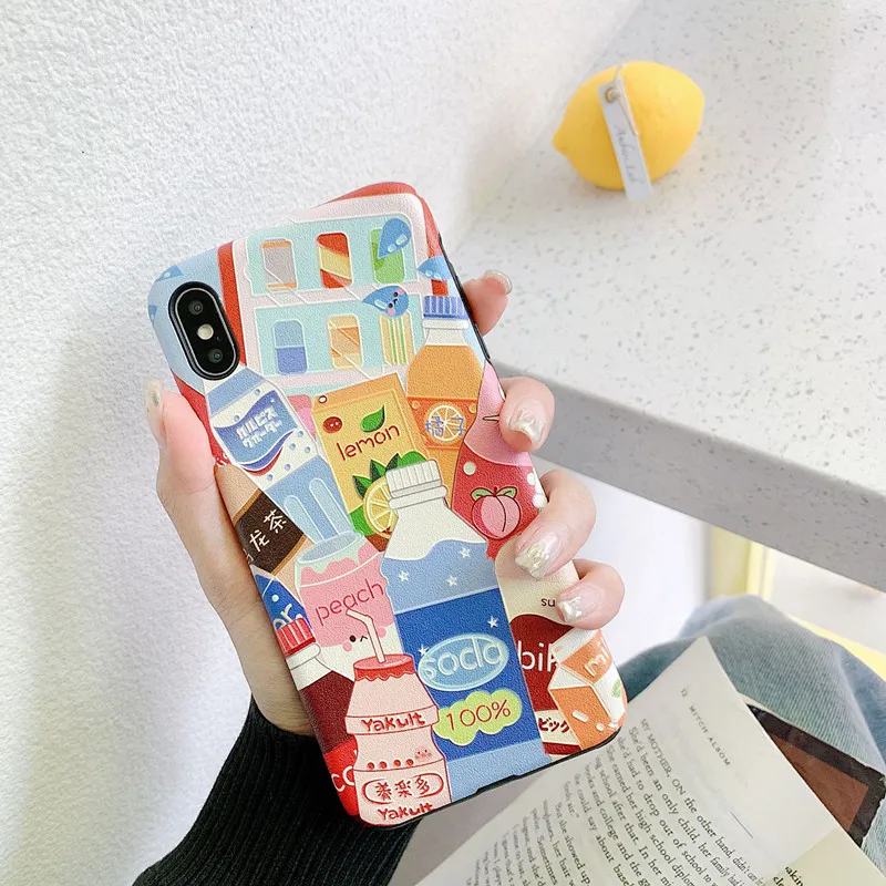 Японская бутылка для напитков Kawaii чехол телефона iPhone 7 Plus 8 6s 6 X XR XS Max Чехлы пар