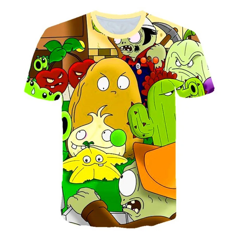 

Children Plants Vs Zombies Funny 2021 News Summer 3D T shirt Kids Cartoon Game Clothes Baby Girls Boys Casual Summer Tops