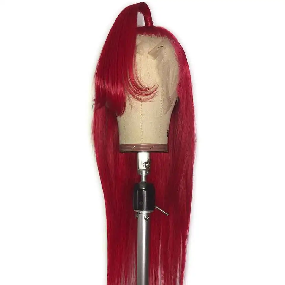 Red B Color Wig 13X4 613 блондинка красный бордовый 99J розовый цвет прямые 150% Синтетические волосы на кружеве человеческих волос парики предварительно бразильский Реми FreeGift - Цвет: Red B Color Wig