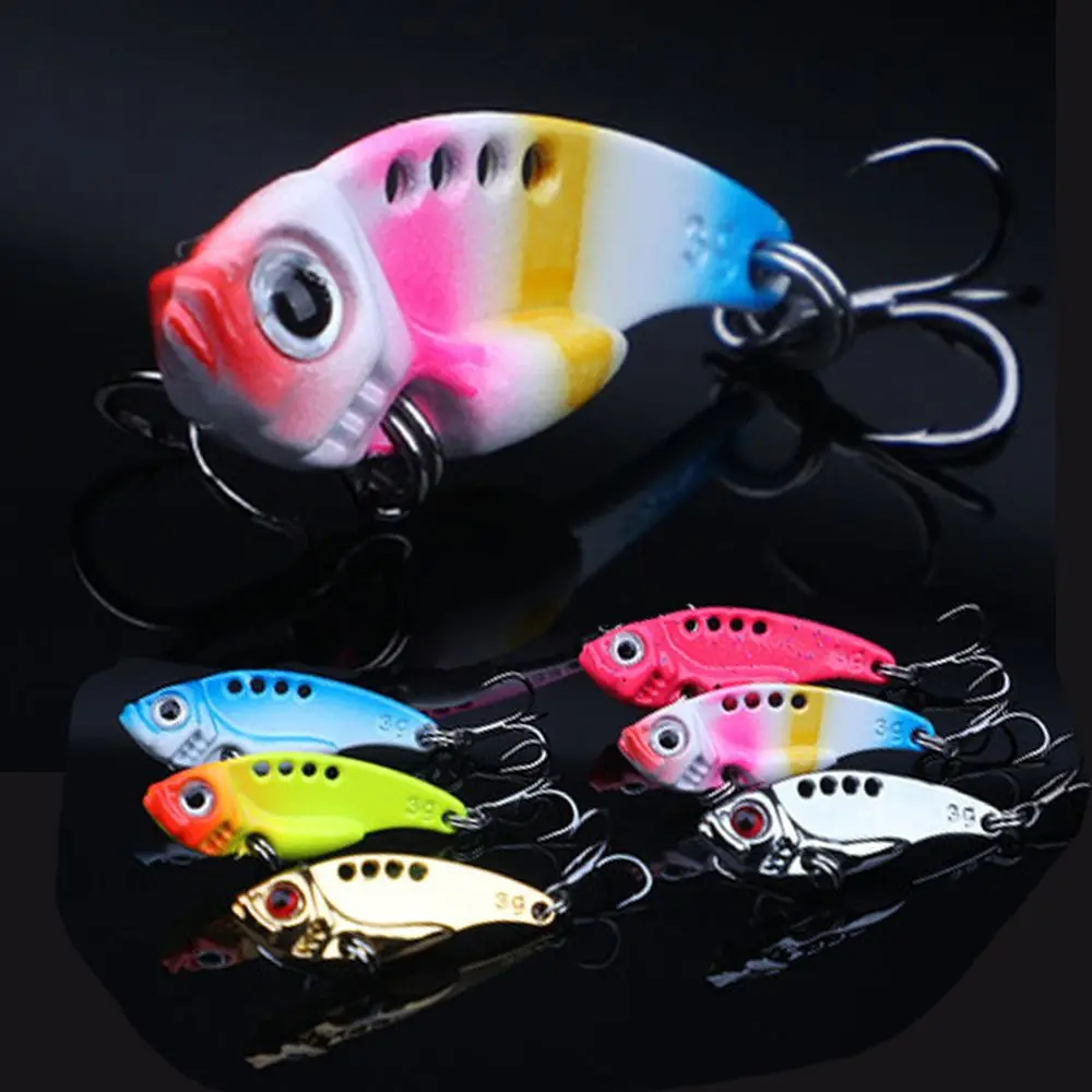 

1pc 3g 5g 7g 10g Metal VIB Lures 3D Eyes vivid Vibrations Spoon Lure Fishing bait Bass Artificial Hard Bait Cicada lure