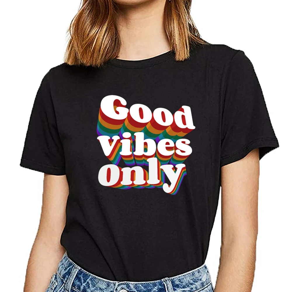 Женская футболка с принтом good vibes only Funny White|Футболки| |