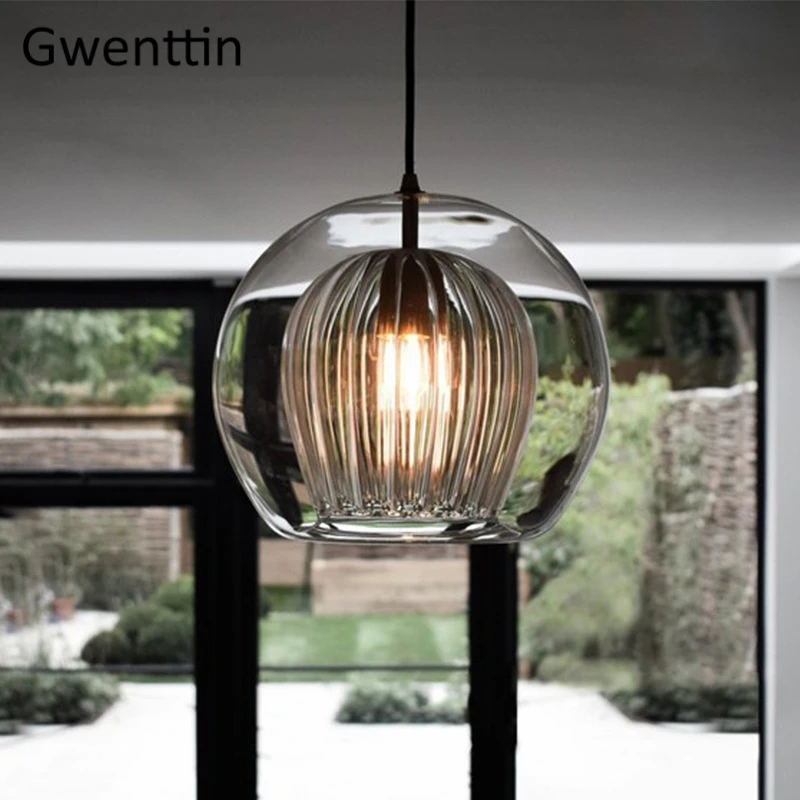 

Nordic Glass Led Pendant Light Modern Kitchen Hanging Lights Bar Industrial Lamp Dining Living Room Lighting Fixtures Home Decor