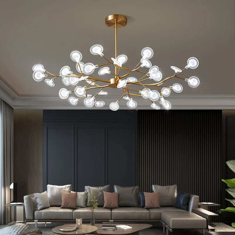 Nordic Firefly Petals Living Room Gold/Black Color Chandelier 18/30/45/54 Heads Modern Creative Bedroom Dining Room Lamps