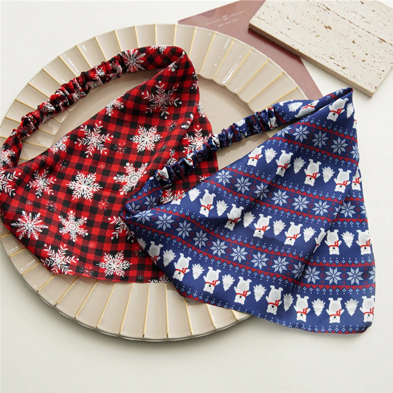 

Женский атласный шарф с рождественским принтом, эластичные резинки, держатель для конского хвоста, тюрбан, треугольные банданы, женские акс...