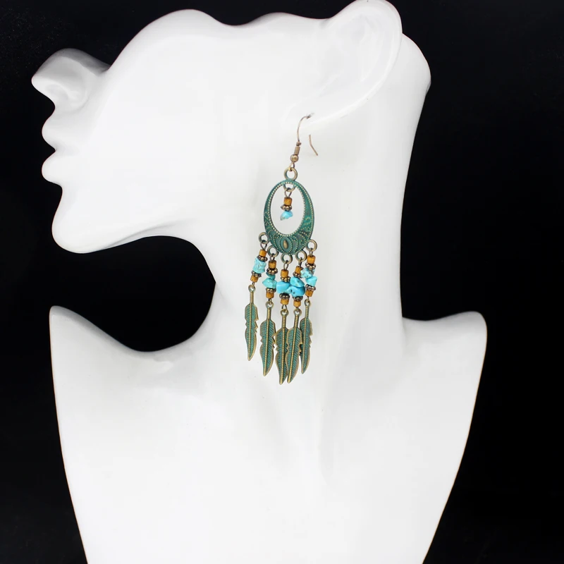 Серьги-подвески женские в этническом стиле ажурные эллиптические Висячие