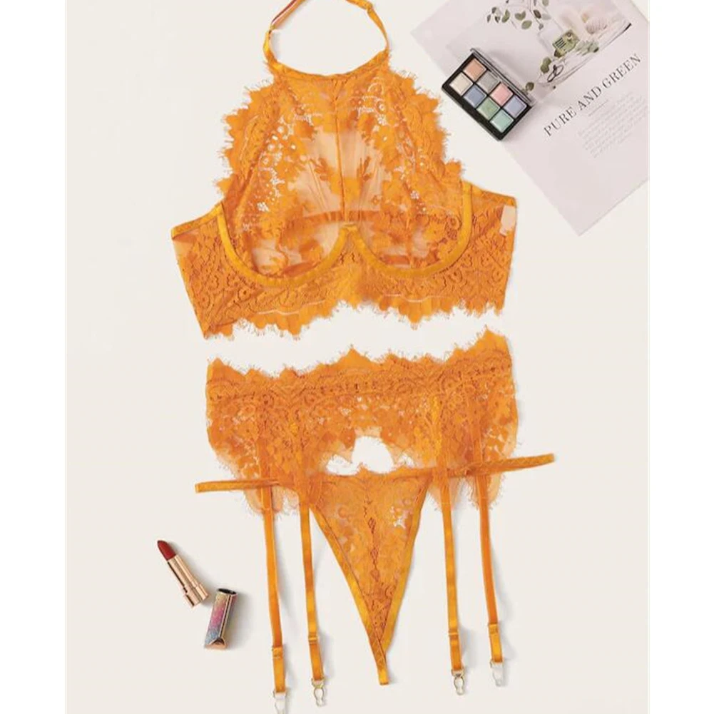 Сексуальное нижнее белье комплект женское нижнее белье Babydoll Ночное белье кружевной коплект бюстгалтер и трусы стринги экзотические наборы