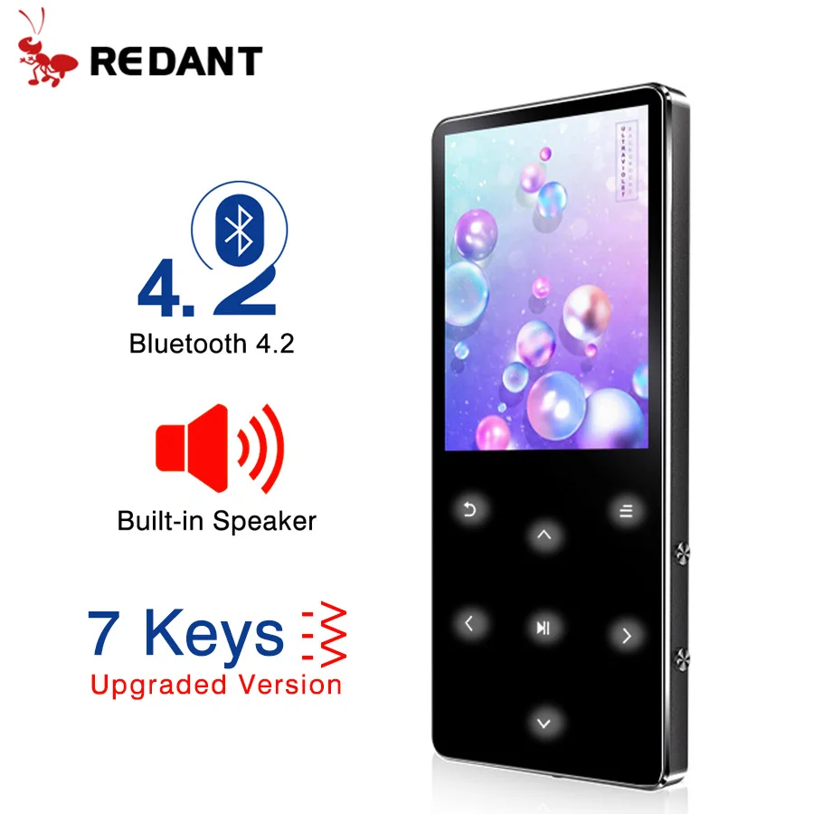 REDANT Bluetooth MP3 плеер hifi lossless мини музыкальный плеер с fm-радио динамик наушники, спорт MP 3 портативный металлический walkman