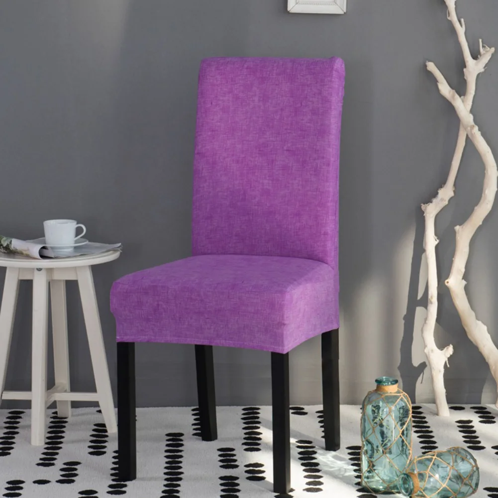 

Universal Linen Grain Solid Color Elastic Chair Seat Full Protective Restaurant Home Desk Cushion Cover Case