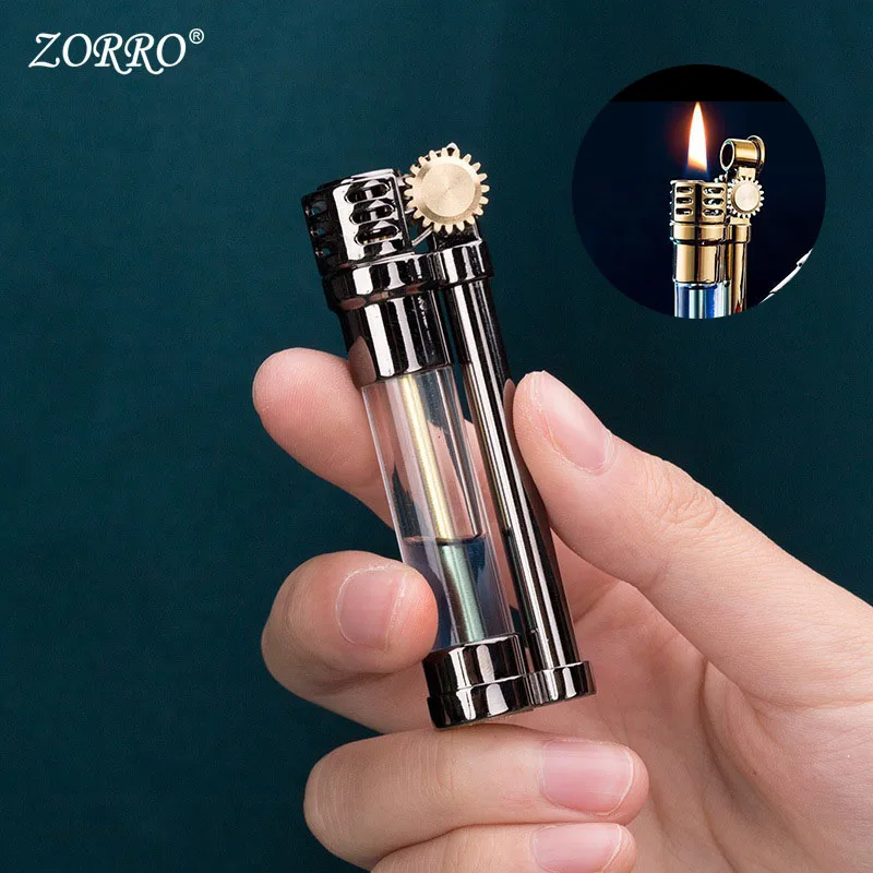 

Zorro винтажная керосиновая зажигалка с шлифовальным кругом аксессуары для курения прозрачный масляный бак креативная старая металлическая ...