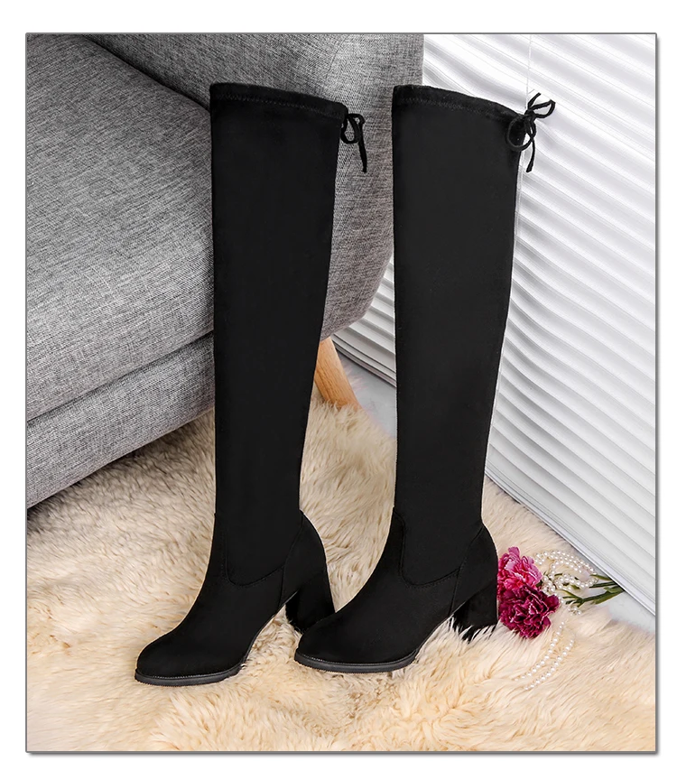 

oymlg2020 Fashion Women Boots Spring Winter Over The Knee Heels Quality Suede Long Comfort Square Botines Mujer Thigh High Boots