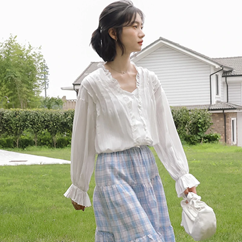 

BETHQUENOY Cotton White Shirts Women Blusas Camisas Mujer 2021 Spring Lady Tops Long Sleeve Blouses Chemise Femme Bluzka Damska