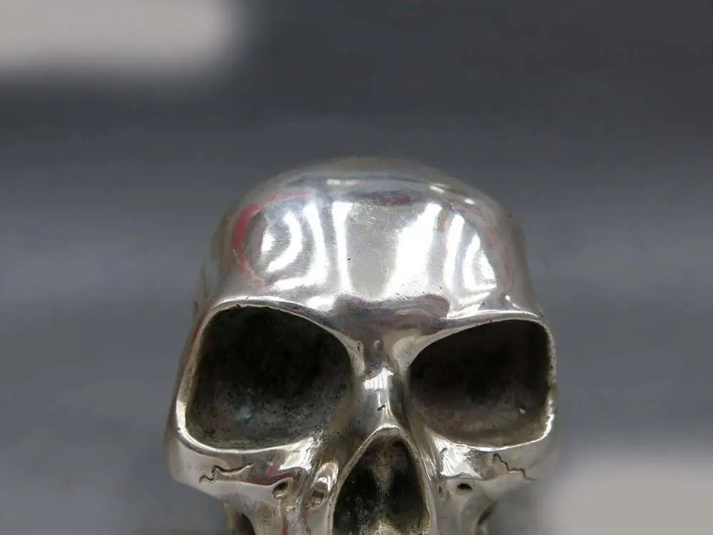 DS China Silver fine Carved skull Head human skeleton Statue sculpture | Дом и сад