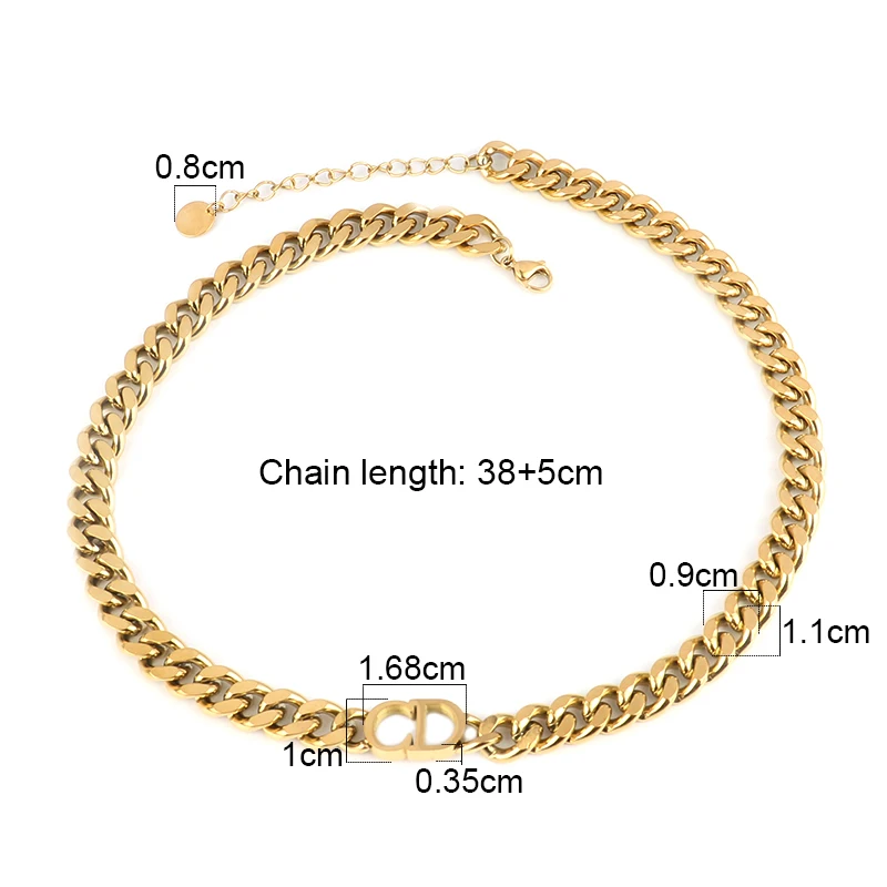 

Women's Stainless Steel Necklace Euramerican Thick Chain Choker Necklace Fashion Punk Letter Necklaces For Women Jewelry Gift