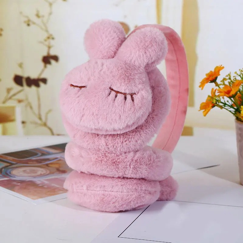 

Популярные модные зимние детские уличные наушники, мягкие милые наушники, уплотненные наушники с милым 3D Кроликом, теплые наушники