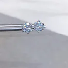 Серьги-гвоздики из серебра 925 пробы с муассанитом, 6 когтей