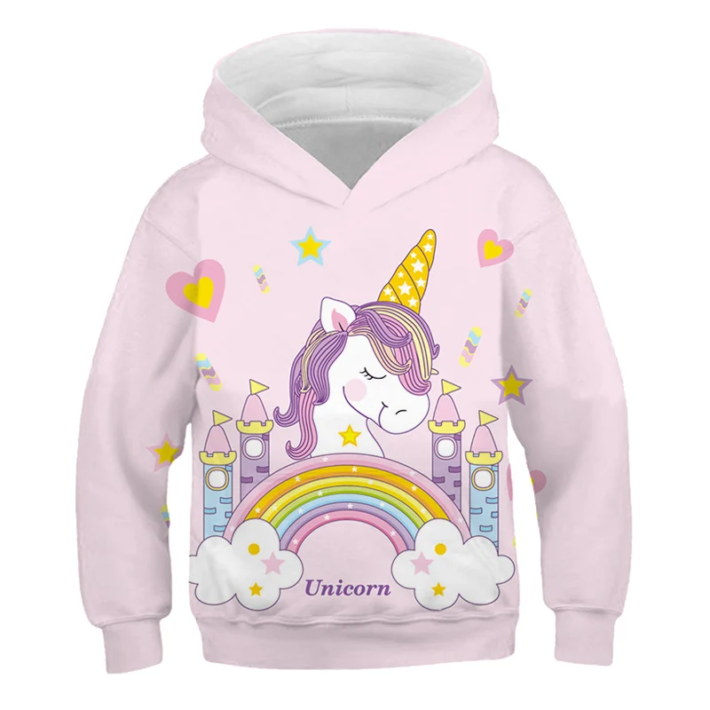 

Unicorn cartoon New Arrival Sweatshirt Hoodies Kids Sweater Baby Girls Boys Children Long Sleeve Autumn Clothes Tops polyester