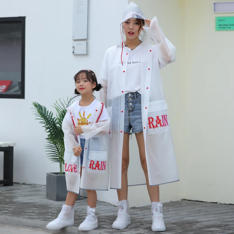 Прозрачный дождевик EVA длинный плащ для женщин куртка ветровка пончо от дождя