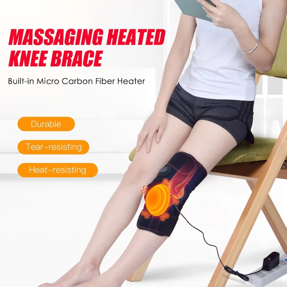 

Portable Massaging Heated Knee Wrap Brace Heating Infrared Pad Strap Knee Compression Brace with UK/US/EU Adapter