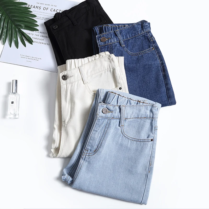 2020 модные новые джинсы для мам женские с эластичной талией высокой большого