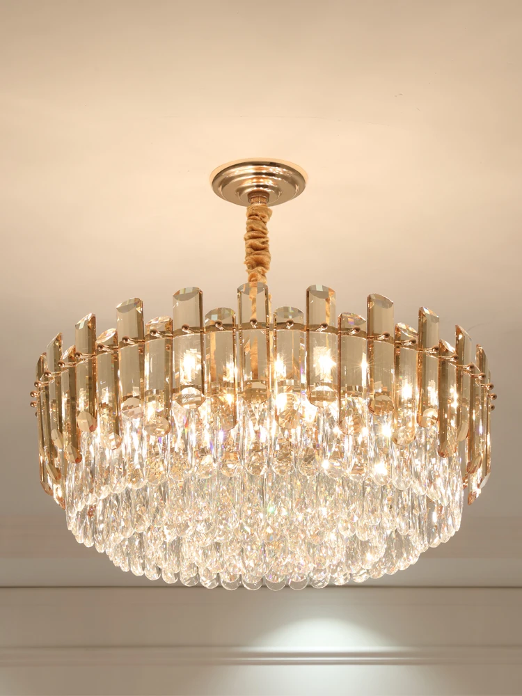 

Light luxury chandelier crystal light living room light Hong Kong style bedroom dining light net red Nordic villa chandelier