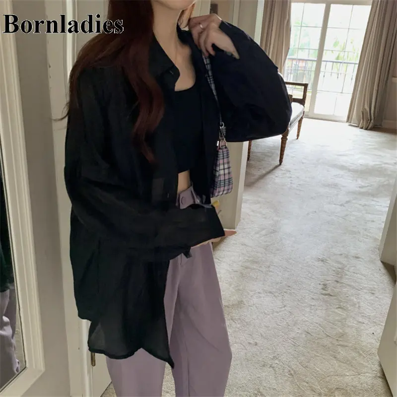 Bornladies корейский минималистичный однотонный Свободный Повседневный