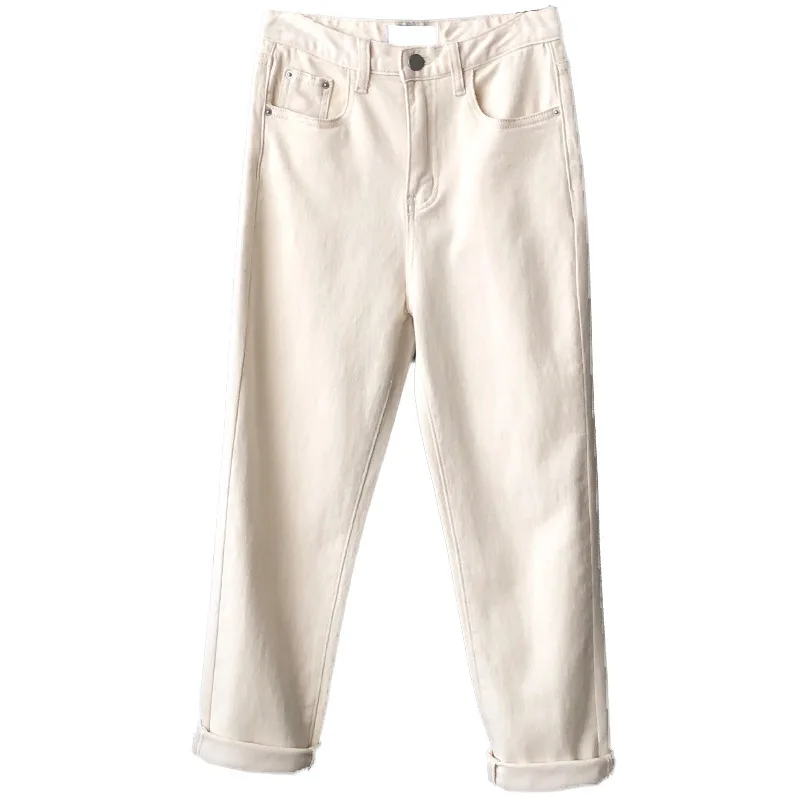 

Yeeloca High Waist Slim Straight Denim Pants Spring New Korean Women's Loose Casual Fashion White Jeans