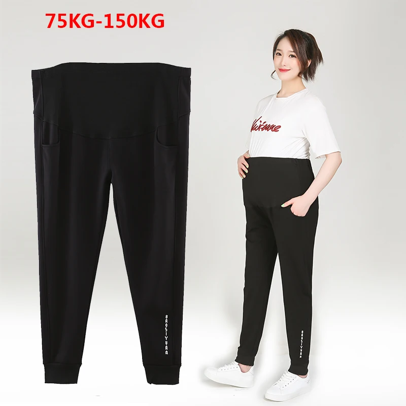 Спортивные брюки для беременных с высокой талией бархатные большого размера на