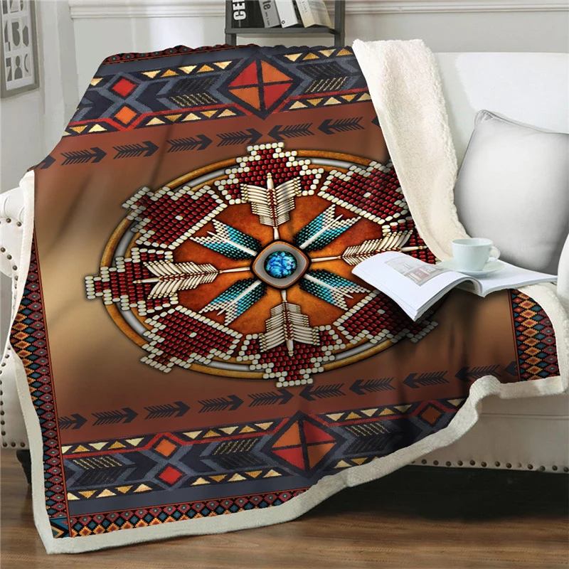 Геометрические одеяла из шерпы в этническом стиле для дивана кровати покрывало
