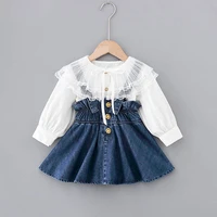toddler baby dress 1 2 3 4 5 6 years 2022 spring autumn kids outwear infant big lace neck shirtdress two pieces set for girls