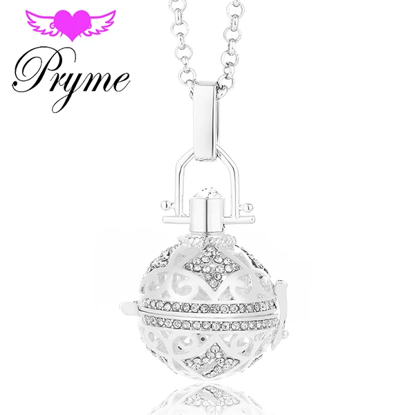 Thick Silver Plated Angel Bola ароматерапия с парфюмом кулон эфирное масло диффузор колье с кулоном в виде клетки кулон для женщин подарок ювелирные изделия L064 - Окраска металла: Thick Silver Plated