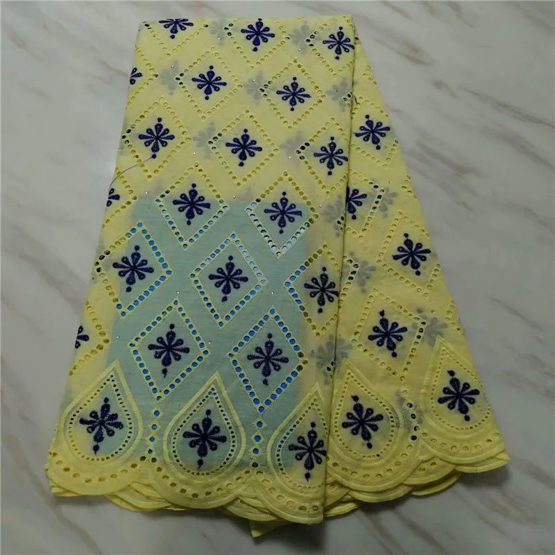 Горячая Распродажа желтая 100% хлопковая кружевная ткань высокого качества