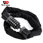 Замок велосипедный, WEST BIKING0,91,2 м, из легированной стали, с 5 кодами паролей