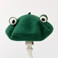 japan lolita vintage genuine green funny frog mori wool beret cap painter hat halloween cosplay cartoon hat christmas gift