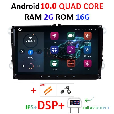 2G 16G IPS DSP FULL DSP ips " для VW Skoda Octavia golf 5 6 touran passat B6 B7 jetta polo tiguan Android 10 2 din автомагнитола gps МУЛЬТИМЕДИА без dvd - Цвет: 2G 16G IPS DSP FULL
