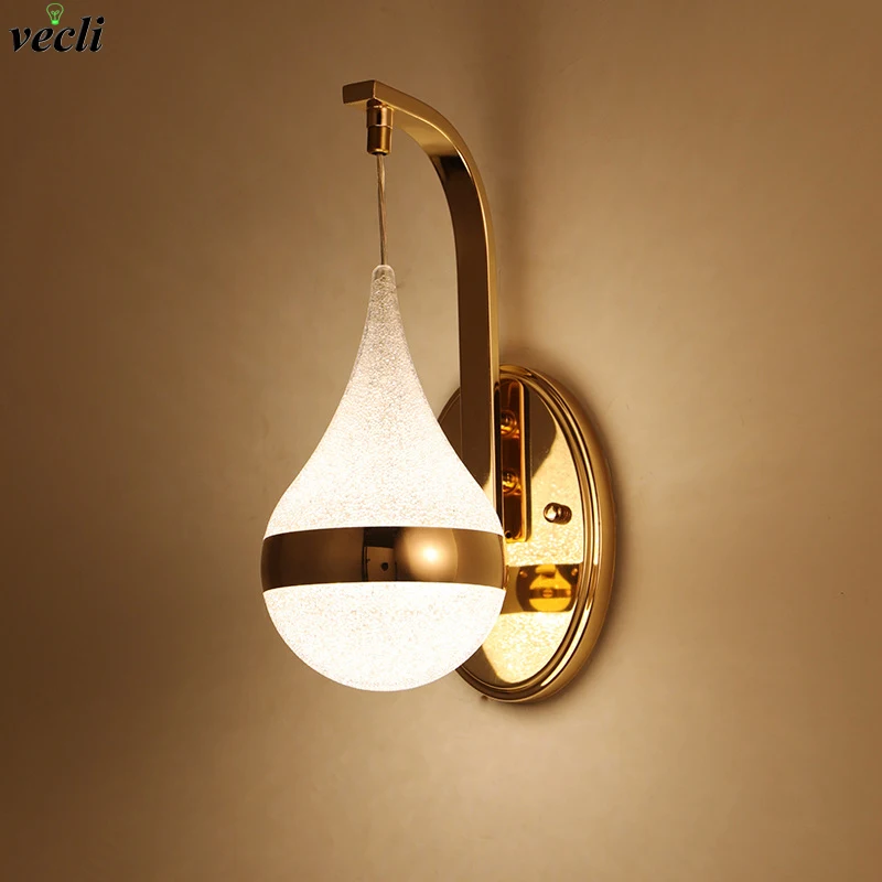 

Modern LED Wall Lamp Gold Iron Bedside Lamp Home Stairs Vintage Loft Sconce Wall Lights Aisle Lighting Decorative Fixtures