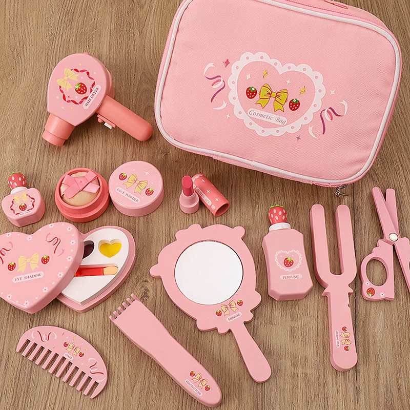 

Girls Makeup Set Toy Wooden Cosmetics Toy Baby Pretend Play Simulation Play House Toys Beauty Fashion Toy For Girls Gifts