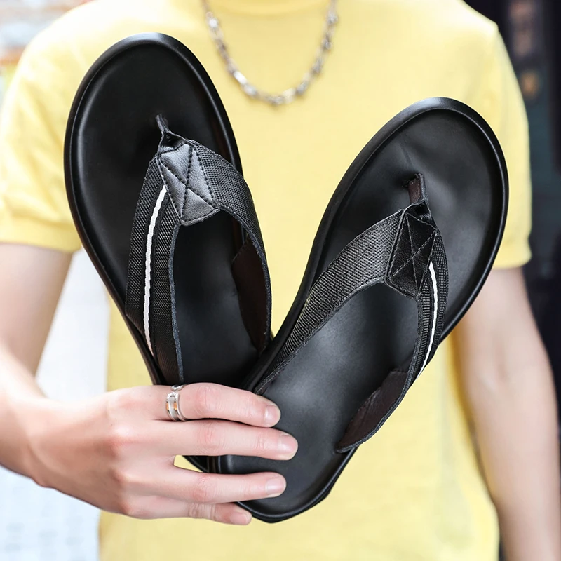 

Hot Sale Luxury Men Flip Flops High Quality Beach Non-slip Slippers Male Sandals High Quality Fashion Casual Summer Shoes Men