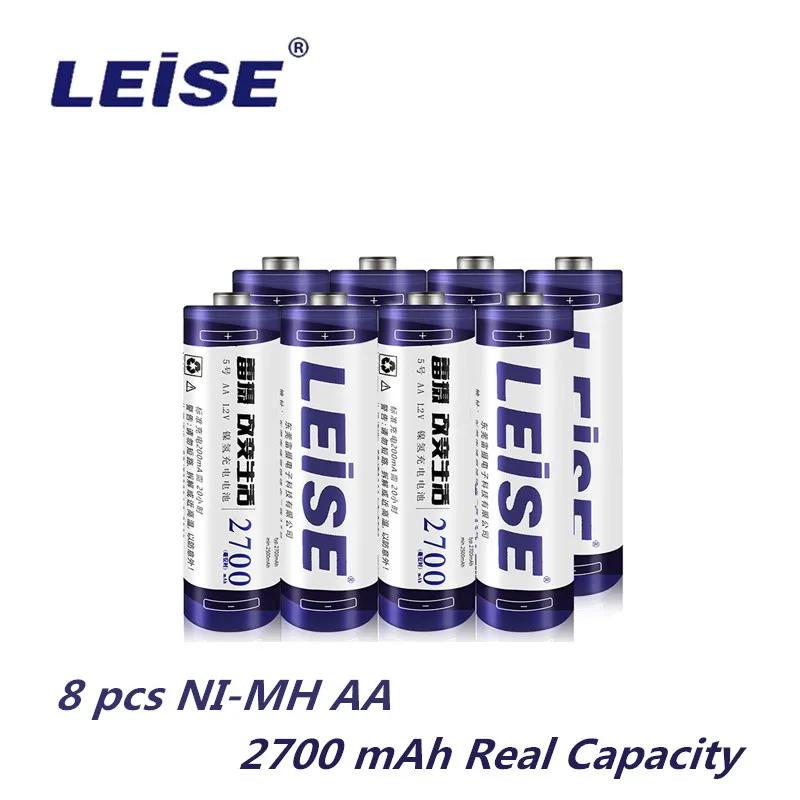Leise 8 шт. AA 2700mAh Ni MH аккумуляторная батарея 1 2 V 2A nimh перезаряжаемые батареи