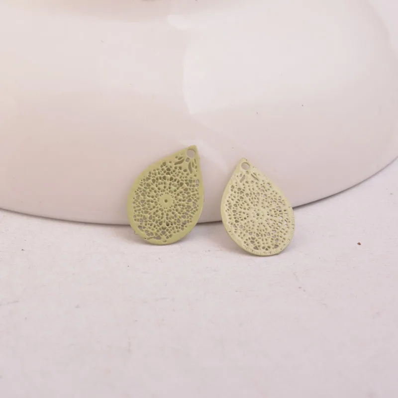 Apple Green 100 шт. AC3941 10*15 мм филигранная водяная Подвеска Маленькая подвеска «капля» - Окраска металла: Apple Green