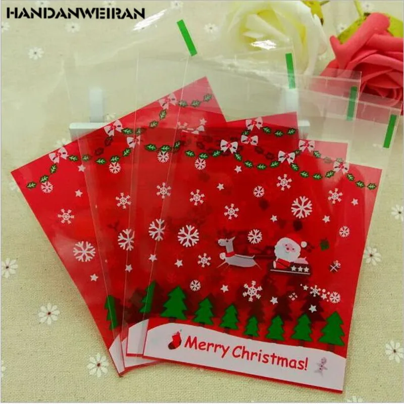 100 шт./упак. с рождественскими конфетами самоклеящийся пакет Елочная гирлянда