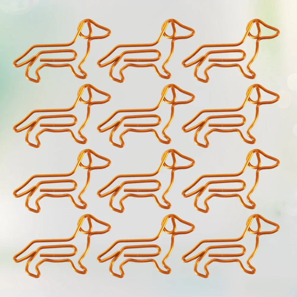 

40Pcs Golden Dachshund Paper Clips Cartoon Paper Clips Creative Customization Special-shaped Gold Paper Clips(Orange)