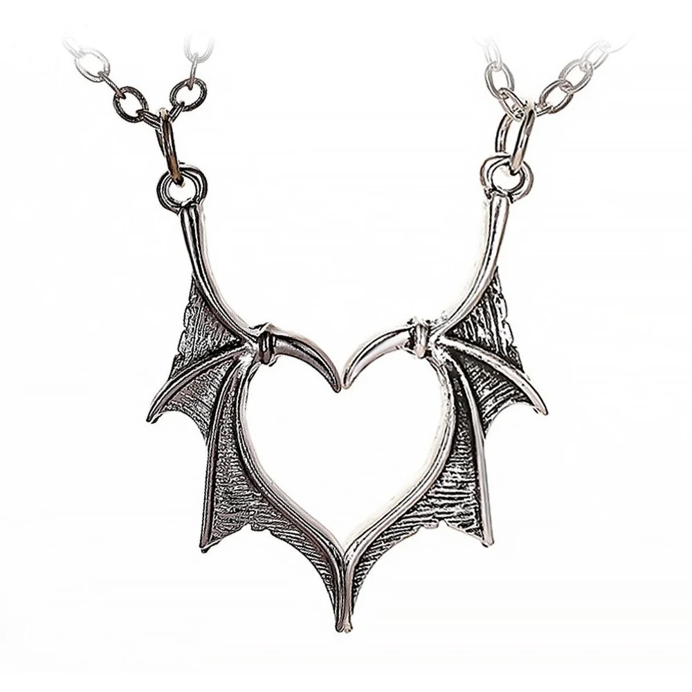

Wing Couple Pendants Necklace for Women 2021 Vintage Aesthetic Goth Accessories Love Jewelry Neck Chains Men Gift Free Shipping