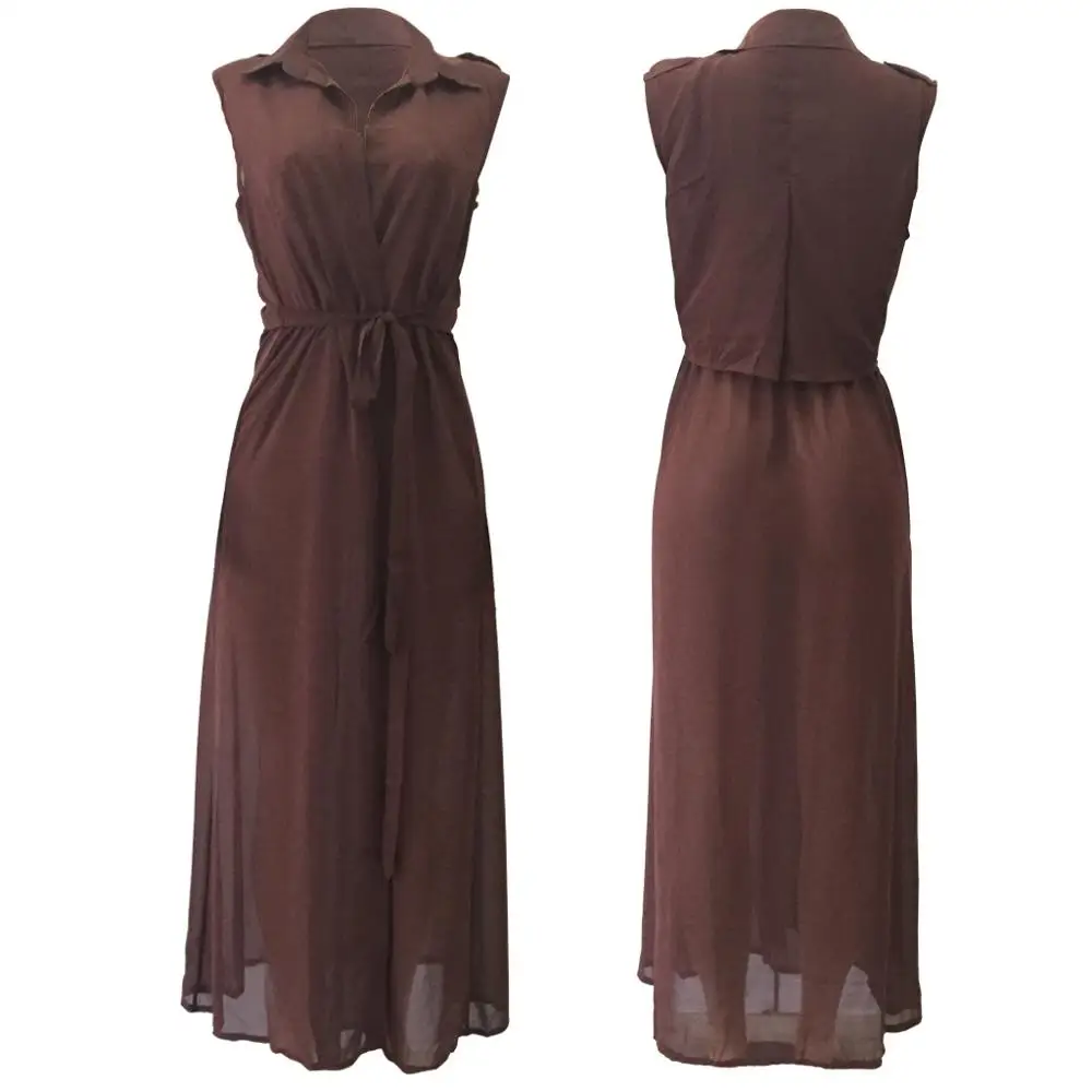 Женский шифоновый кардиган без рукавов прозрачное длинное пальто с поясом