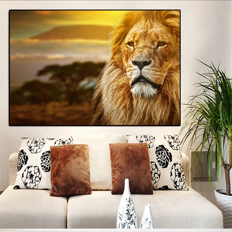 Африка Лев дикий Животные масляной живописи современные Плакаты принты Quadros