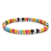 boho elastic multicolor strand bracelets for women diy beads bracelet femme rainbow stacked style jewelry gifts accessories