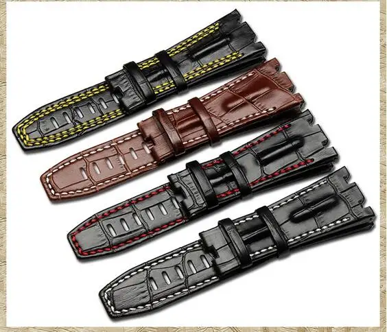 New Free Shipping fit for Audemars 28mm Cattle Skin Genuine Leather Strap+Clasp + Tool for AP DIy Replace