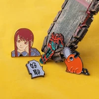 chainsaw man cosplay anime badges denji makima aki hayakawa power pins kawaii metal brooches collections