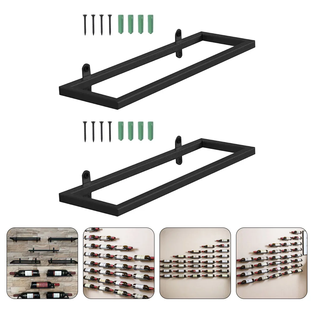 

Простые держатели для бутылок, 2 шт., настенные практичные стойки с защитой от падения (черный)